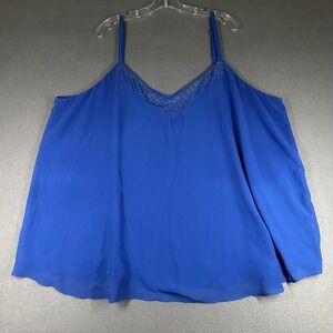 Torrid Sophie Tank Womens 3X Plus Size Blue‎ Rhinestone V Neck Sleeveless Cami